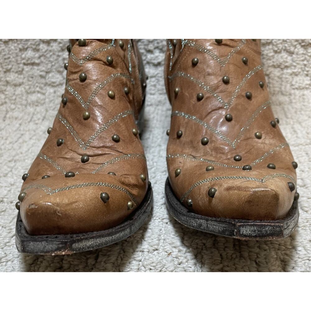 Old Gringo Brown Leather Studded Western Ankle Boots Womens 10B Turquoise Cowboy - Picture 10 of 13